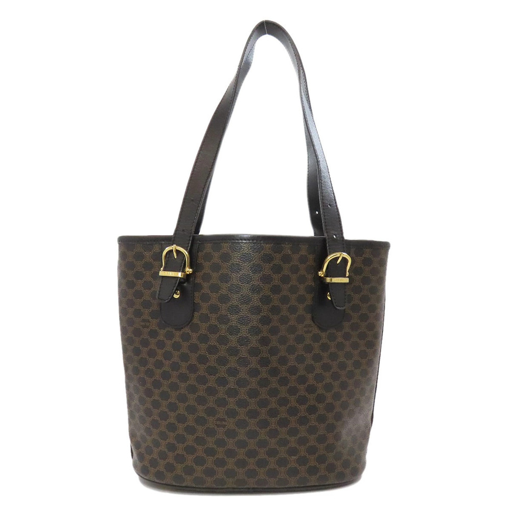Celine Tote Bag Leather Macadam Brown